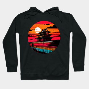 Chinese Wall Vibrant Retro Circle Design Hoodie